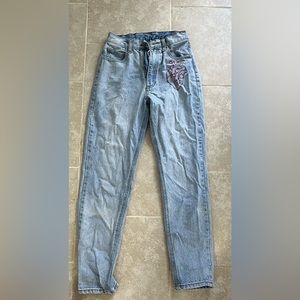 Brandy Melville high waisted light/medium wash jeans with embroidery